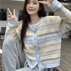 Cute Pastel Dream Striped Cardigan Blue Shoptery