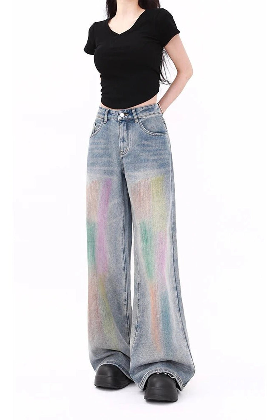 Pastel Gradient Baggy Jeans - Jeans