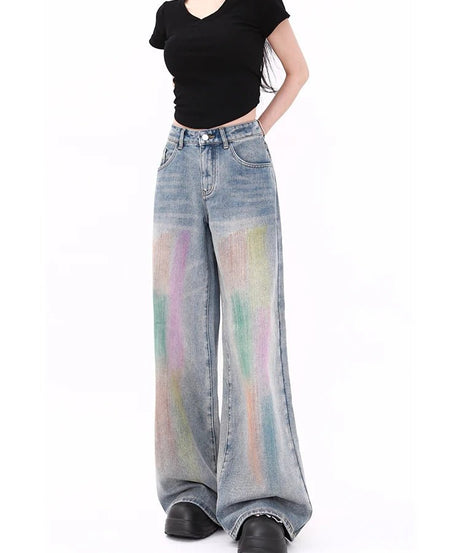 Pastel Gradient Baggy Jeans - Jeans