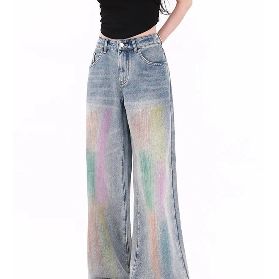 Buy Pastel Gradient Baggy Jeans - Shoptery