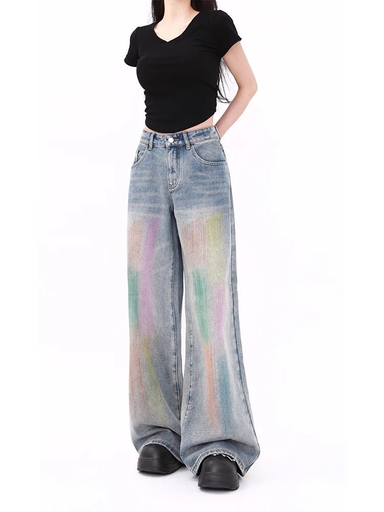 Pastel Gradient Baggy Jeans - Jeans