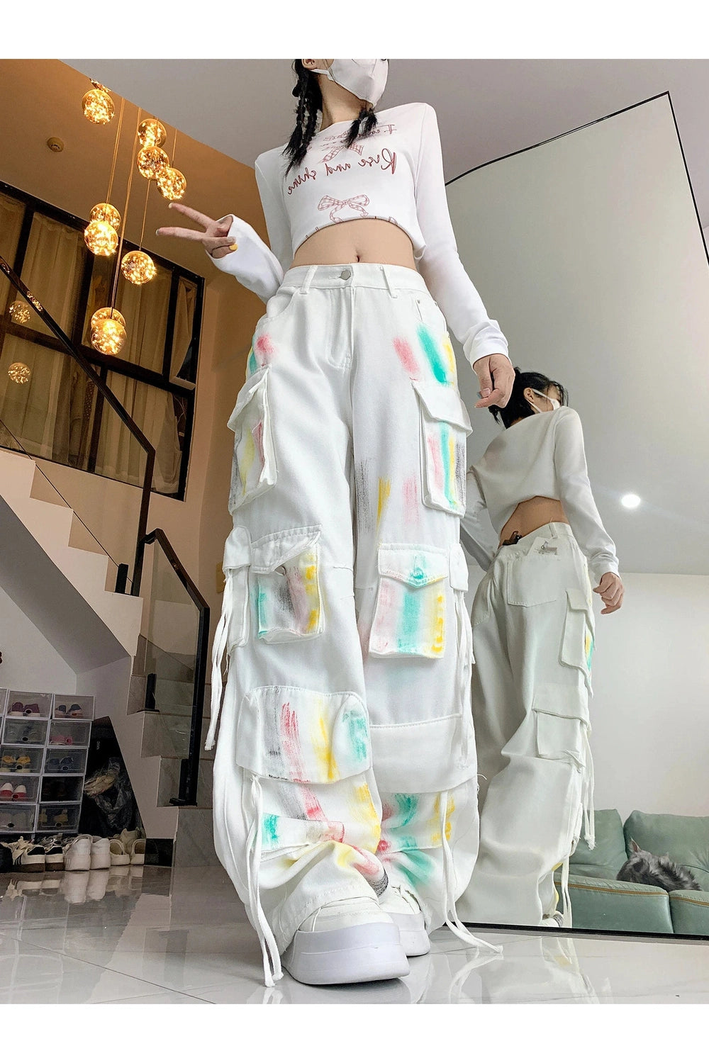 Pastel Graffiti Cargo Pants - 