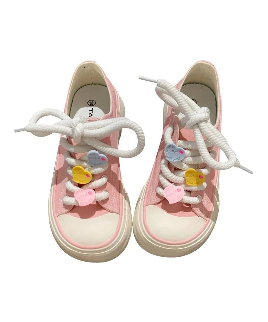 Pastel Heart Charm Sneakers - Sneakers