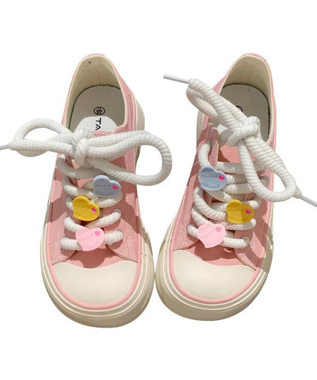 Pastel Heart Charm Sneakers - Sneakers