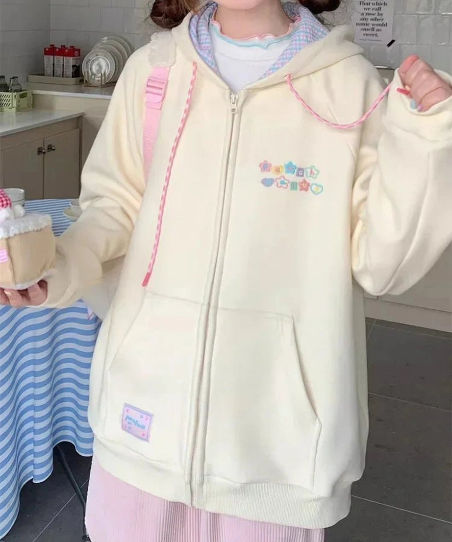 Pastel Kawaii Zip - Up Hoodie - Hoodies