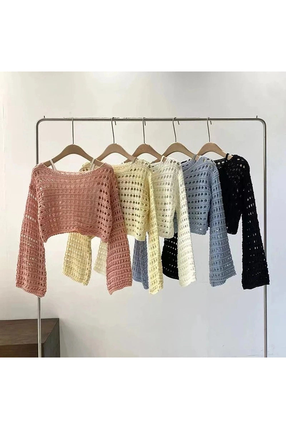 Pastel Open - Knit Cropped Sweater - Sweaters