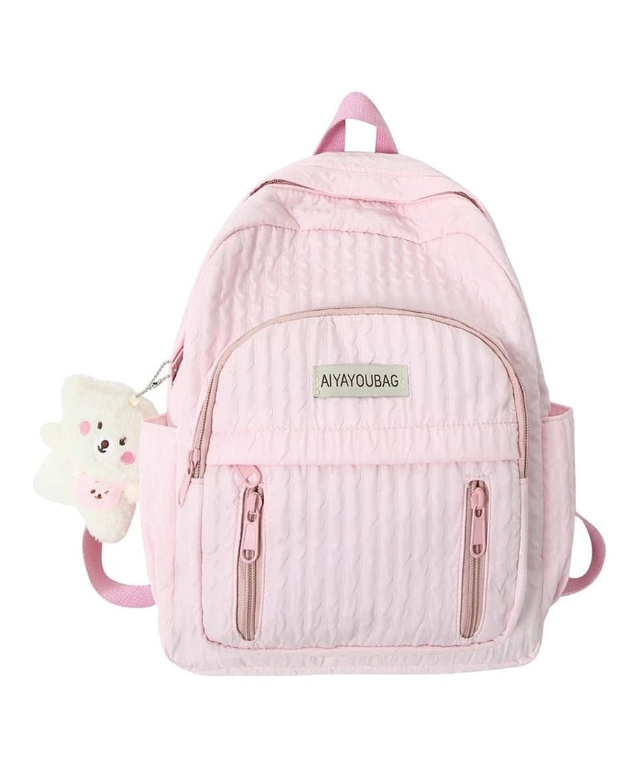 Pastel Pink Teddy Backpack - Backpacks