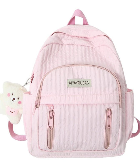 Pastel Pink Teddy Backpack - Backpacks