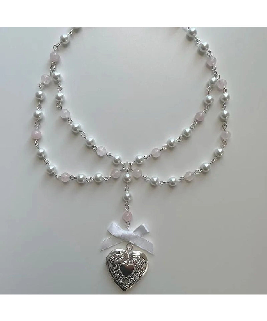 Pearl Rose Quartz Necklace -