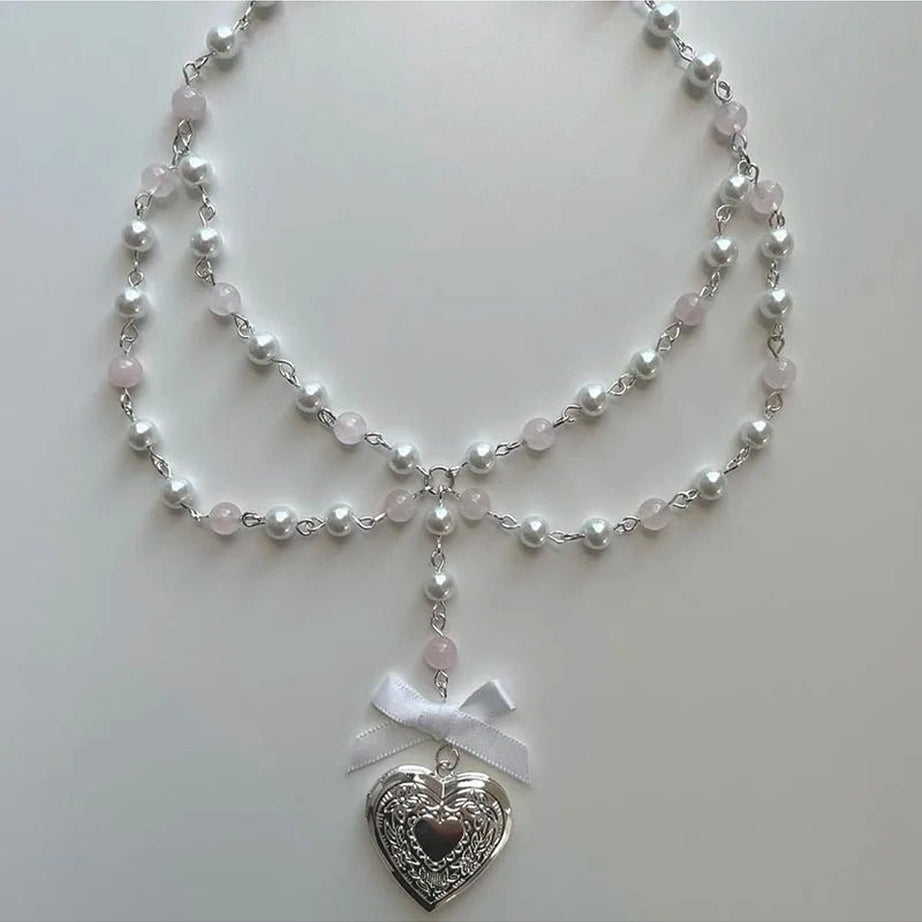 Pearl Rose Quartz Necklace Default Title Shoptery
