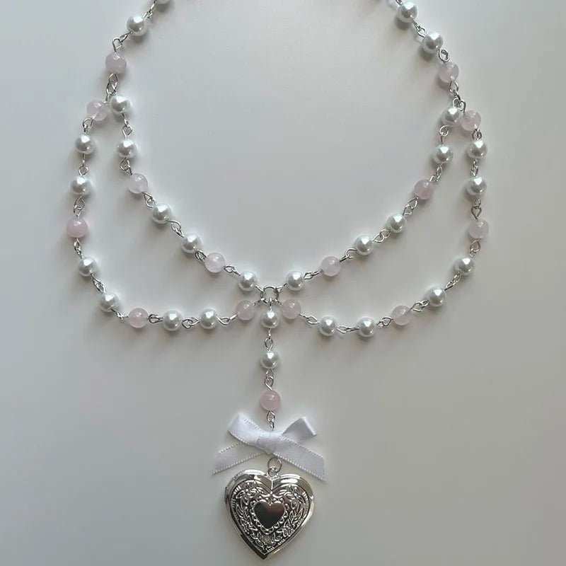 Pearl Rose Quartz Necklace -