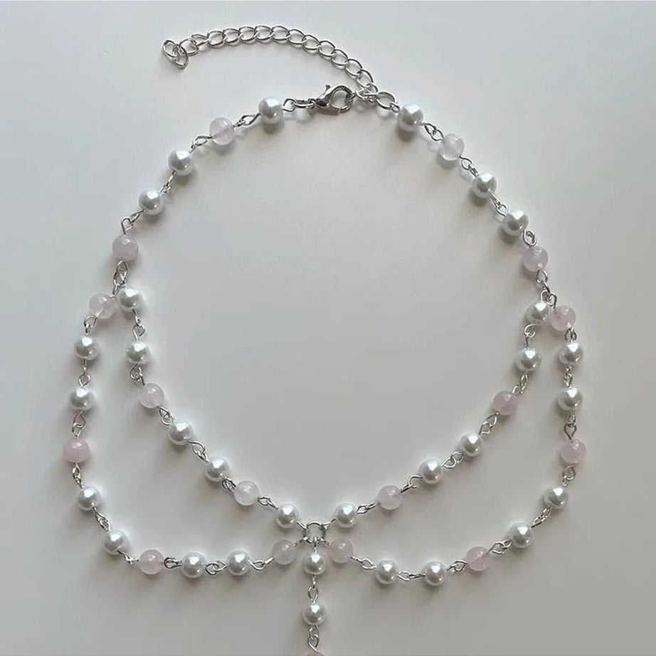 Pearl Rose Quartz Necklace Shoptery