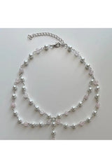 Pearl Rose Quartz Necklace Shoptery