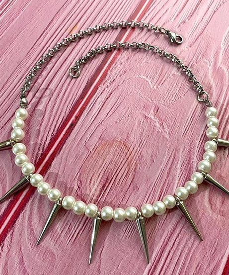 Pearl Spike Necklace - Necklaces