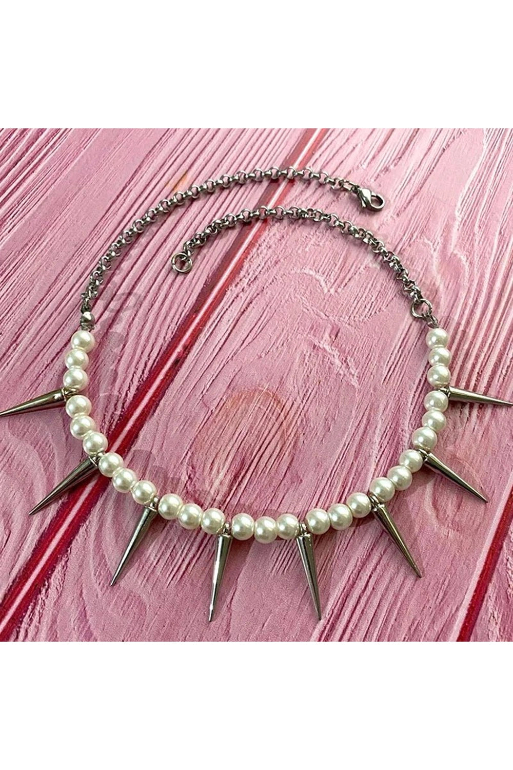 Edgy Pearl Spike Necklace A Shoptery