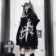 Phantom Skeleton Alt Goth Knit Sweater Shoptery