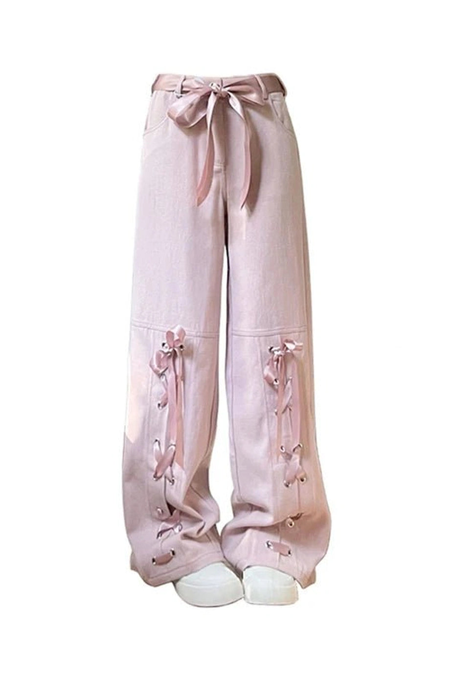 Pink Bow Lace - Up Pants - 