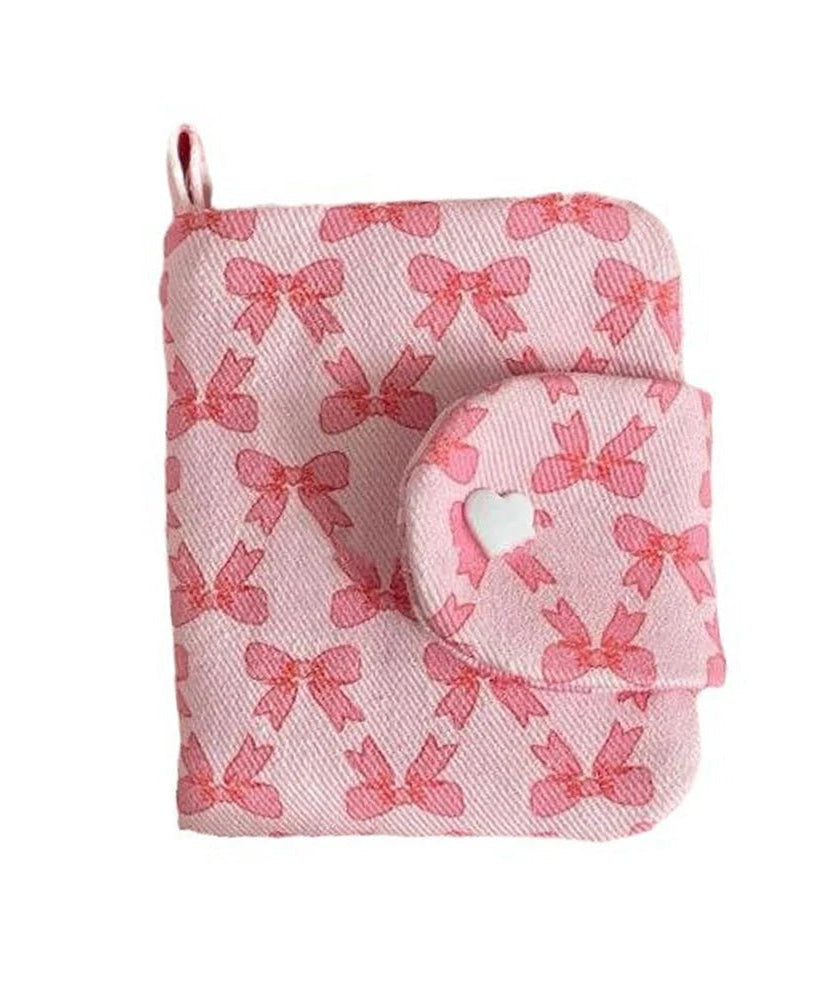 Pink Bow Print Coin Purse - Wallets