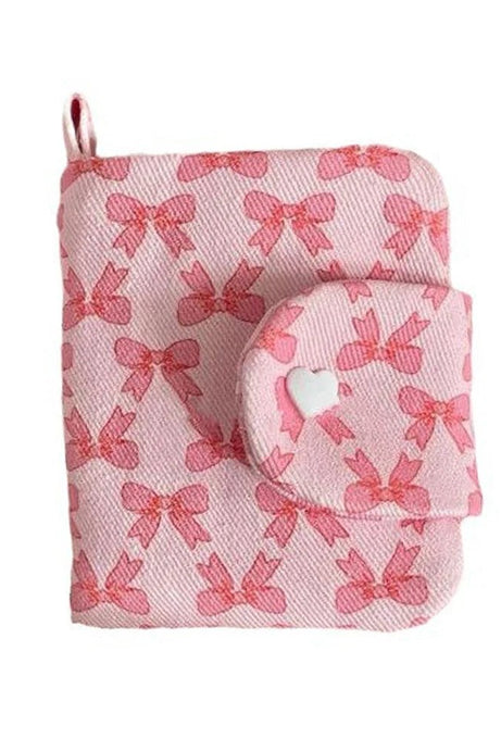 Pink Bow Print Coin Purse - Wallets