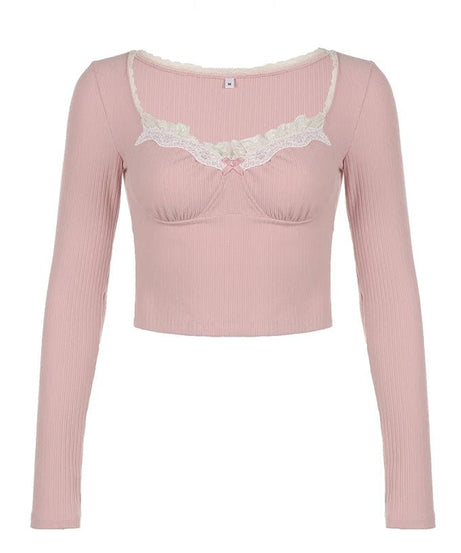 Pink Lace Milkmaid Top -