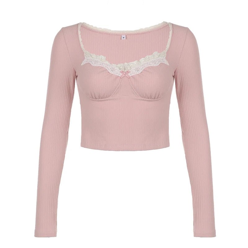 Pink Lace Milkmaid Top -