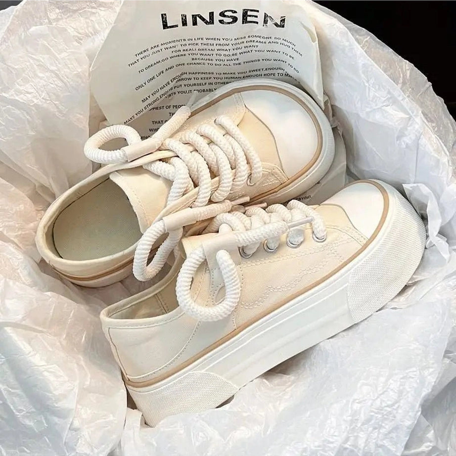 Pastel Cute Pink Lace Up Footwear Off-white (Heel 4cm) Shoptery