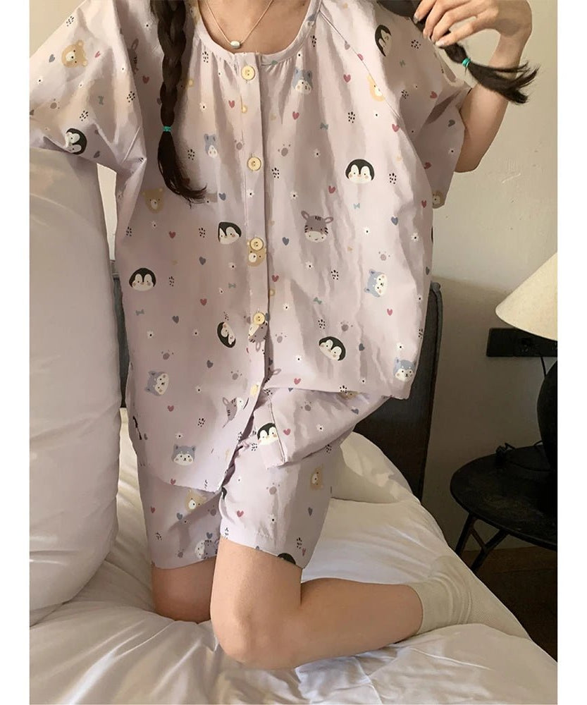 Pink Penguin Cotton Pajamas - Pajamas