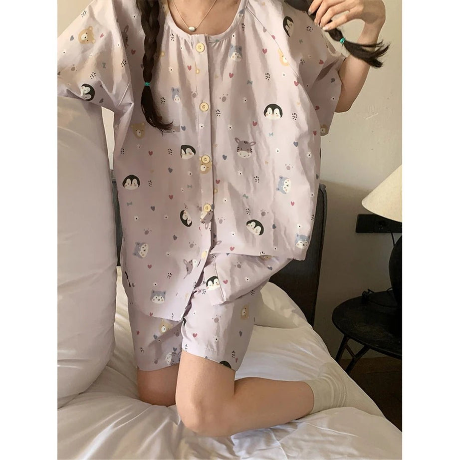 Pink Penguin Cotton Pajamas - Pajamas