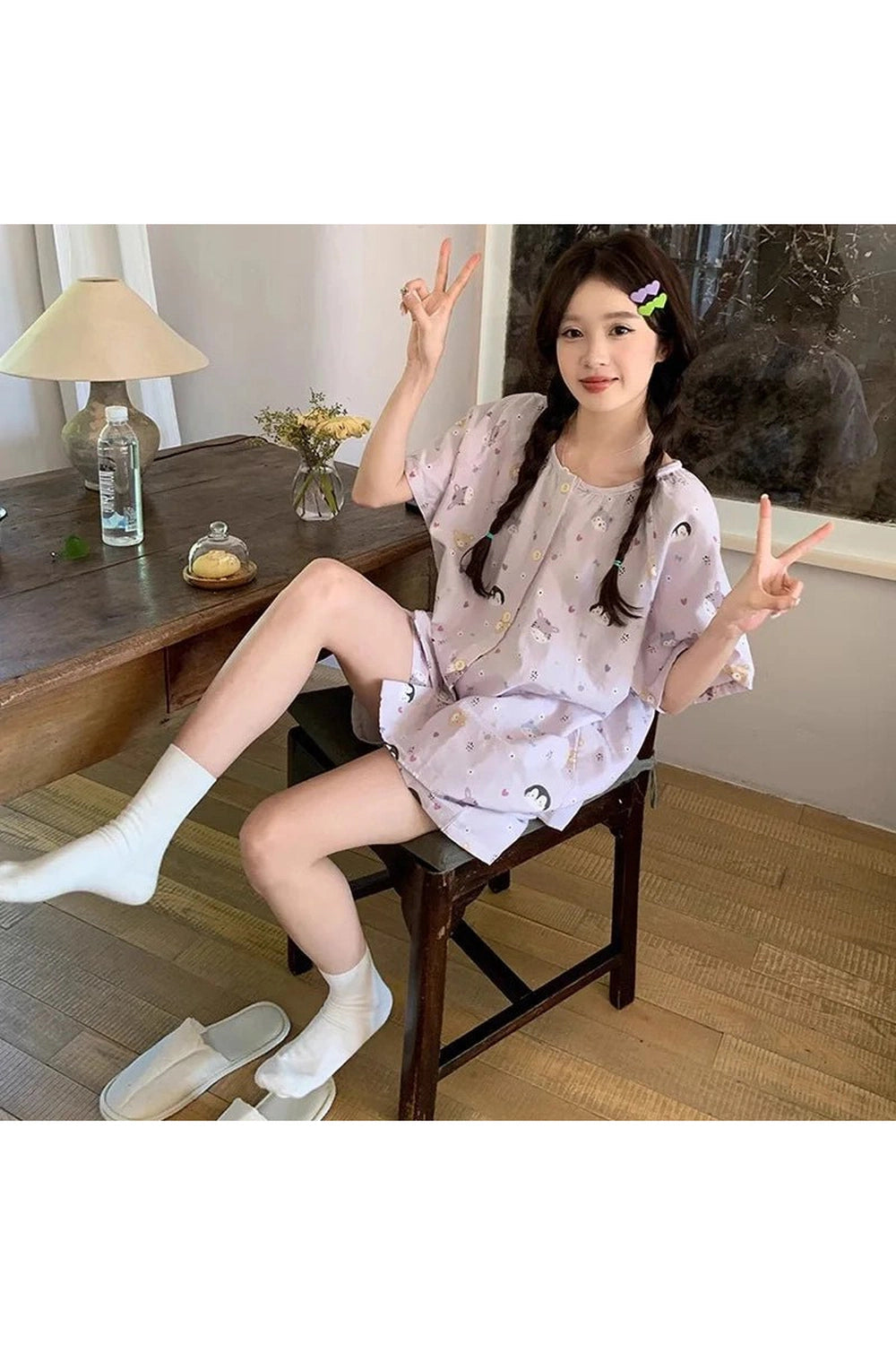 Kawaii Pink Penguin Cotton Pajamas Shoptery