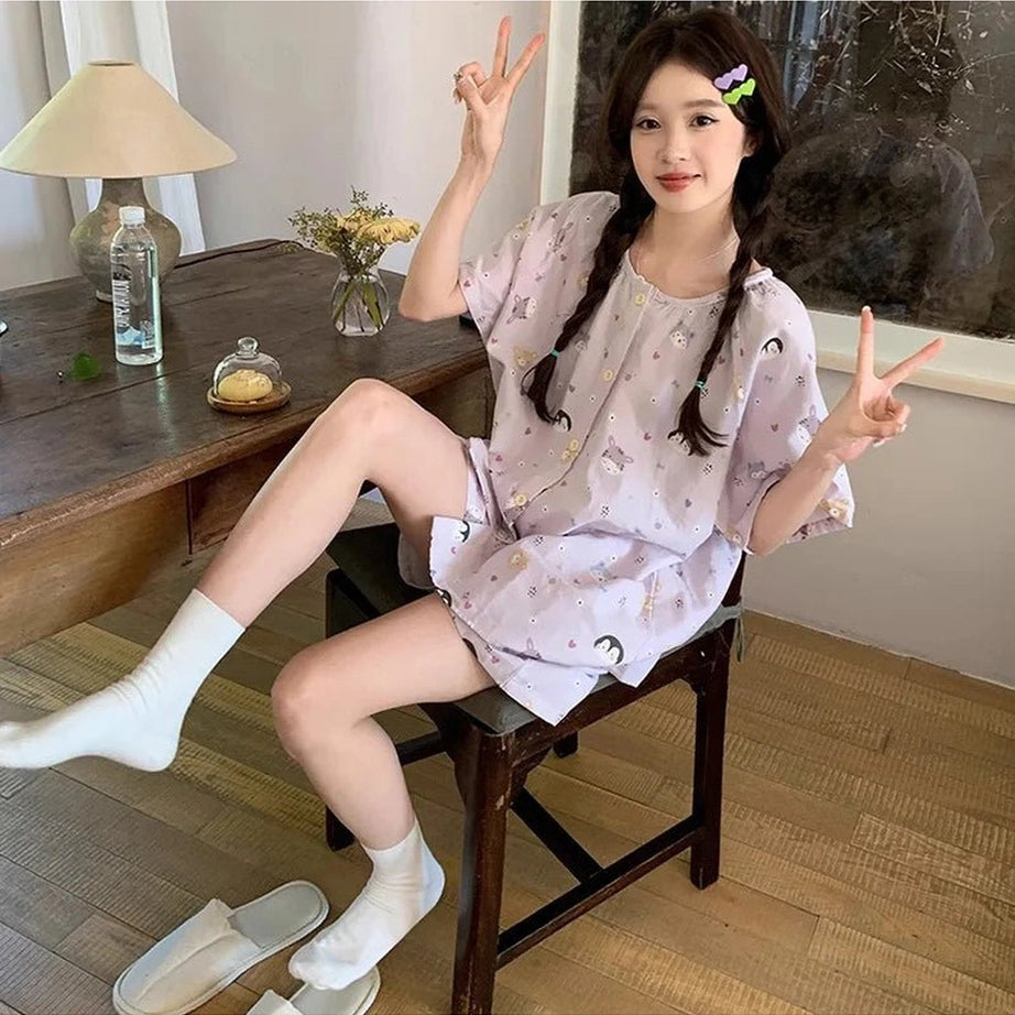 Kawaii Pink Penguin Cotton Pajamas Shoptery