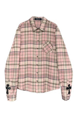 Retro Pink Plaid Button Up Shirt Pink Shoptery