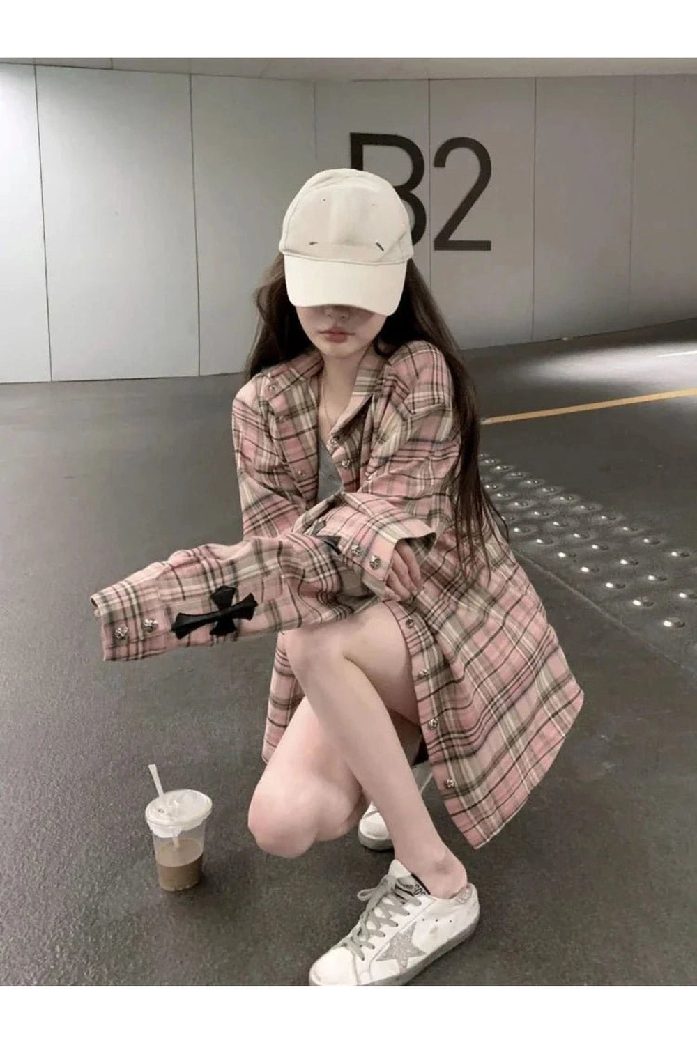 Retro Pink Plaid Button Up Shirt Shoptery