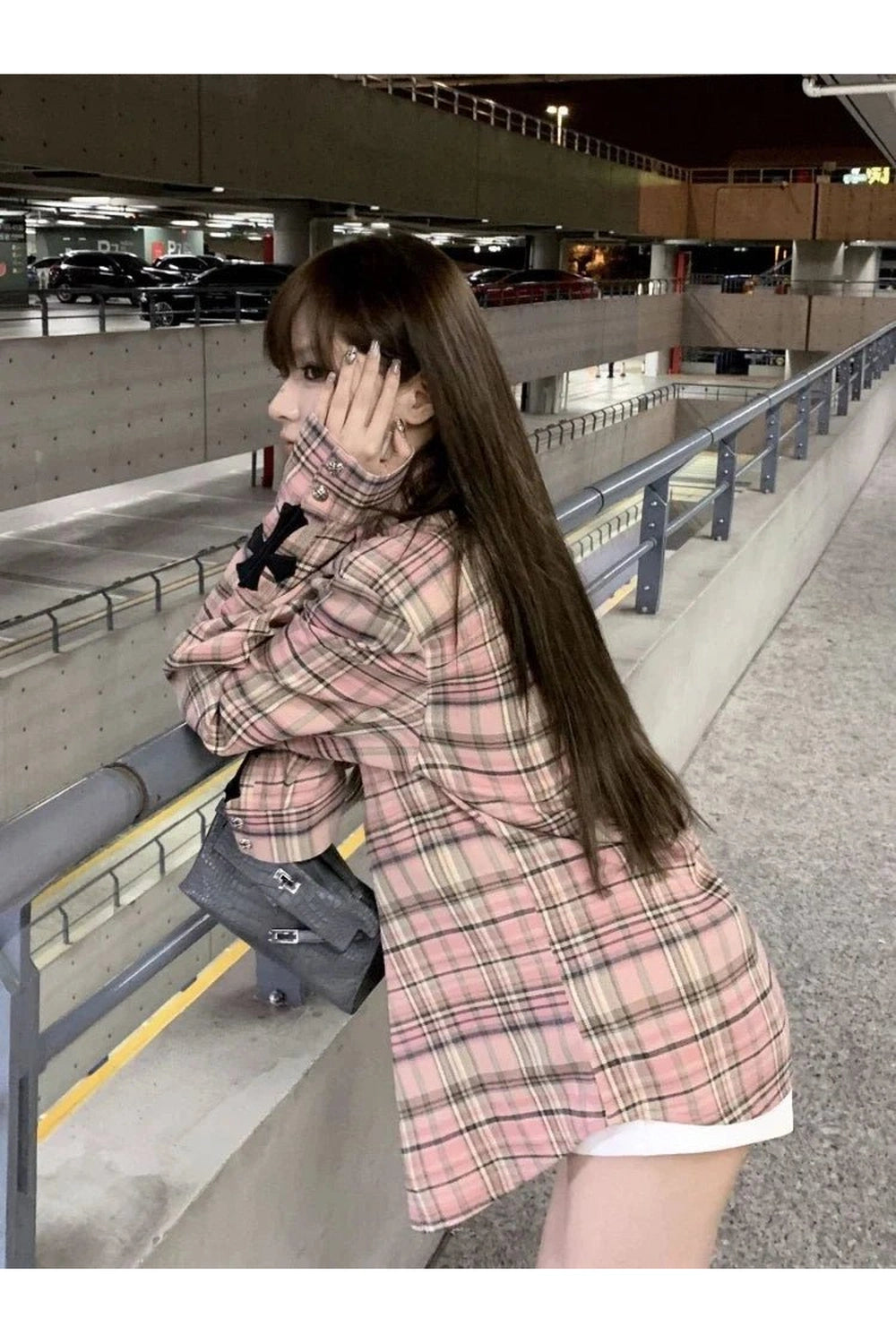 Retro Pink Plaid Button Up Shirt Shoptery