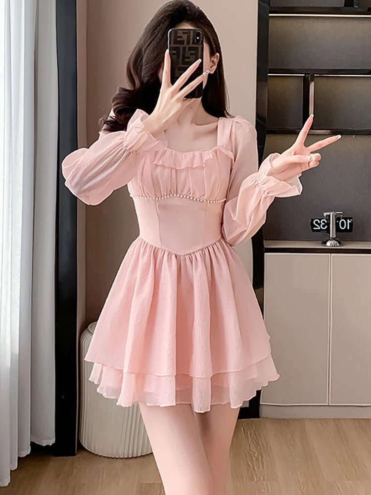 Pink Ruffled Short Dress -