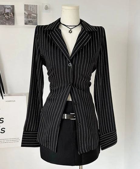 Pinstripe Power Blazer and Skirt Set - Skirts