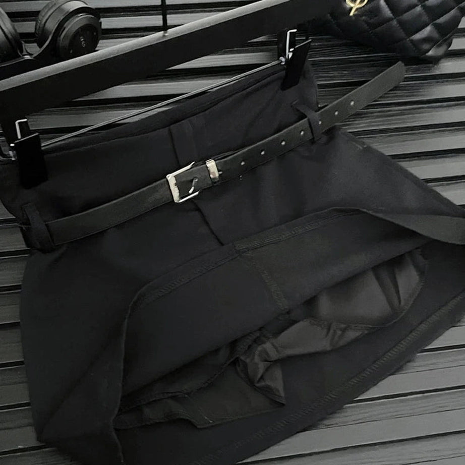 Aesthetic Pinstripe Power Blazer and Skirt Outfit Set Skirts Shoptery