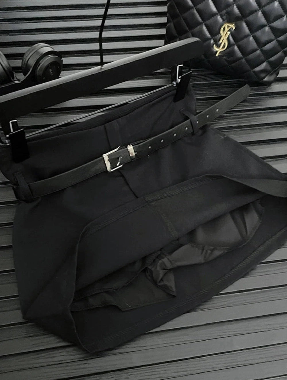 Aesthetic Pinstripe Power Blazer and Skirt Outfit Set Skirts Shoptery