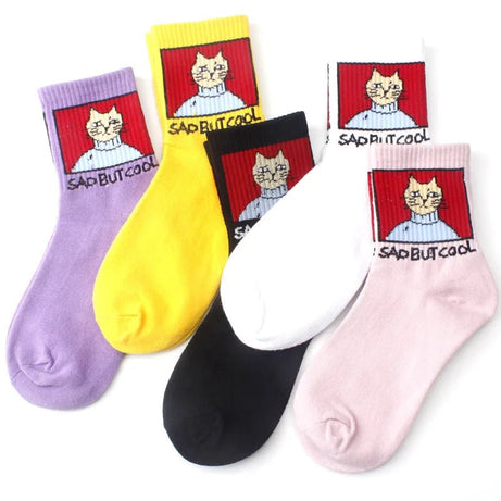 Kawaii Pixel Cat Cozy Socks Shoptery