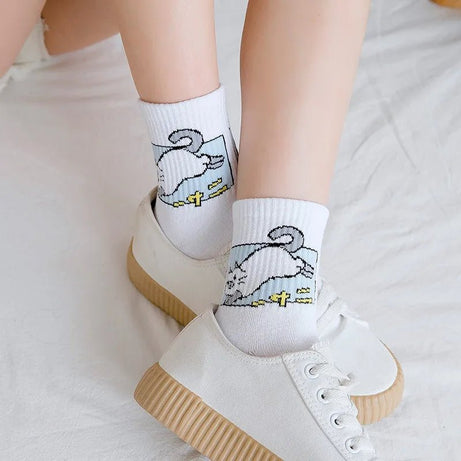 Kawaii Pixel Cat Cozy Socks Shoptery