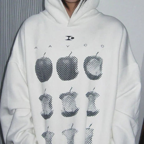 Pixel Core Apple Aesthetic Hoodie White Thick Shoptery