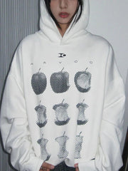 Pixel Core Apple Aesthetic Hoodie White Thick Shoptery
