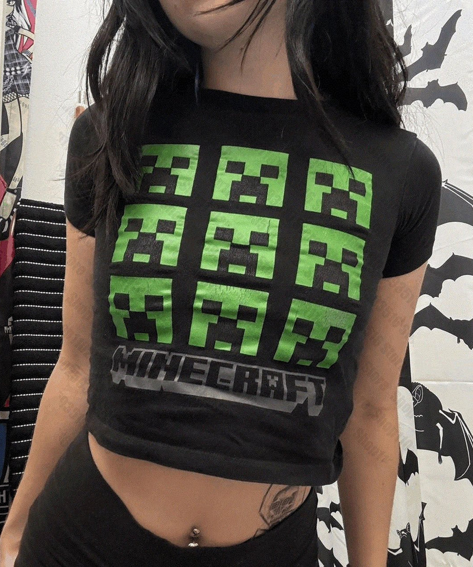 Pixel Creeper Crop Top - 