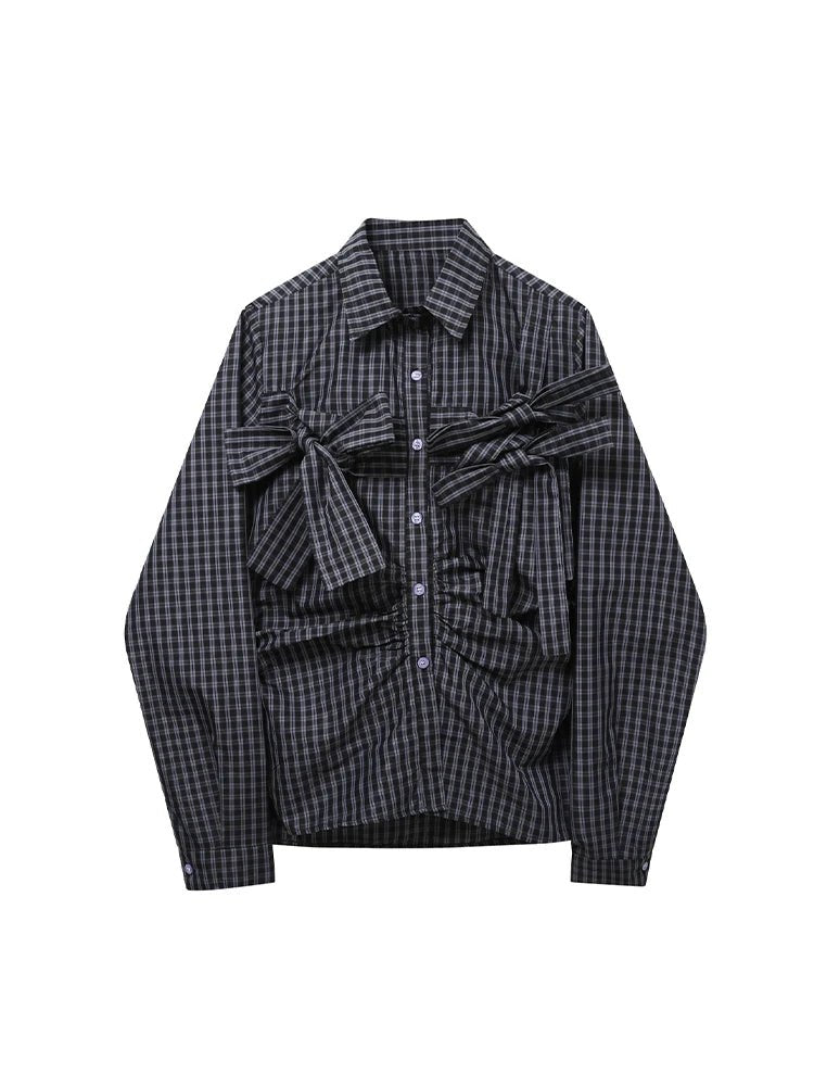 Shirt – Retro Plaid – Button Down Dark Blue Shoptery