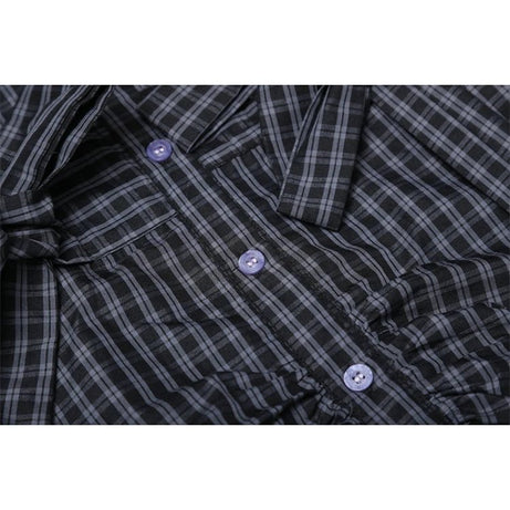 Retro Plaid Bow Accent Shirt Shoptery
