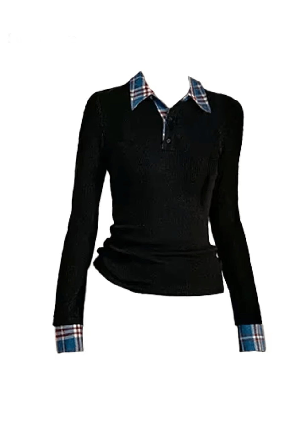 Plaid Collar Preppy Sweater - Sweaters