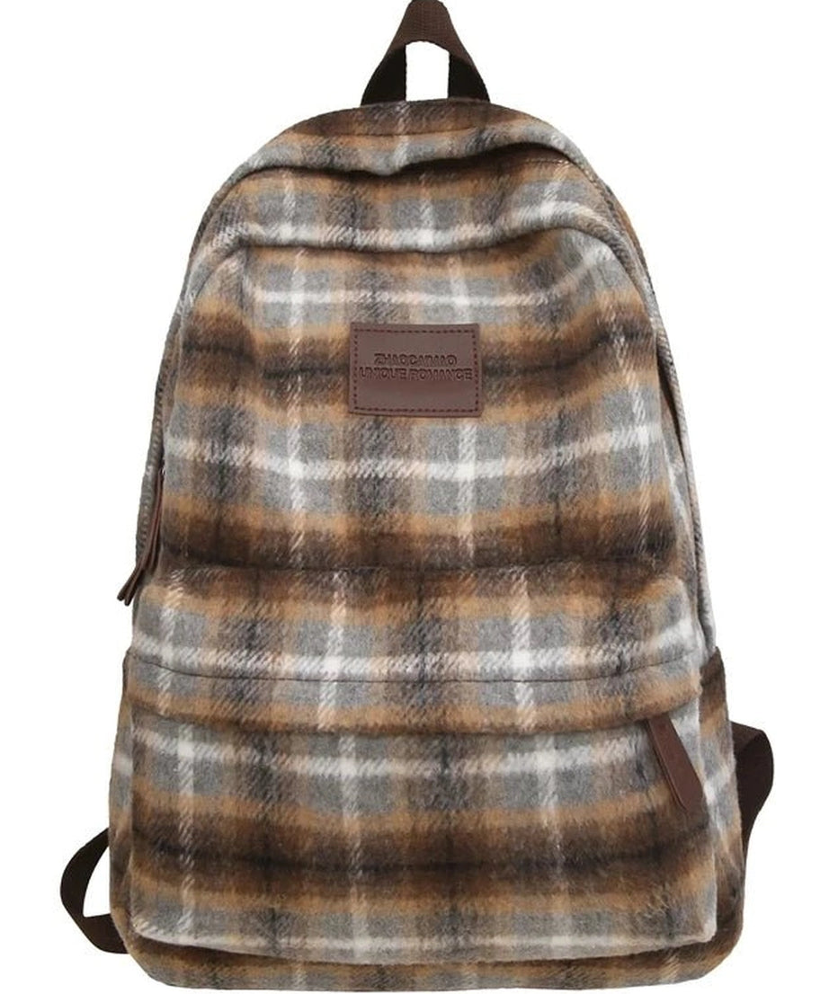 Plaid Cozy Backpack - Backpacks