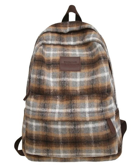 Plaid Cozy Backpack - Backpacks