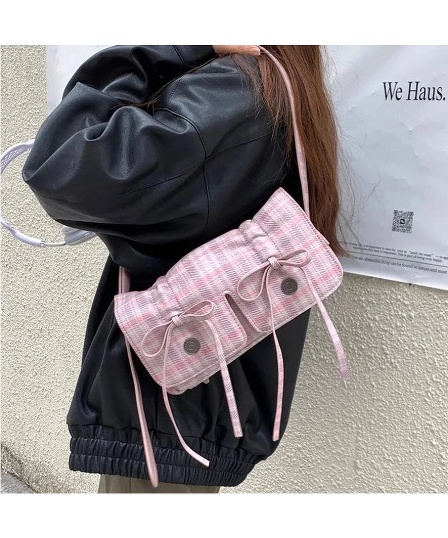 Plaid Pink Shoulder Bag - Bags