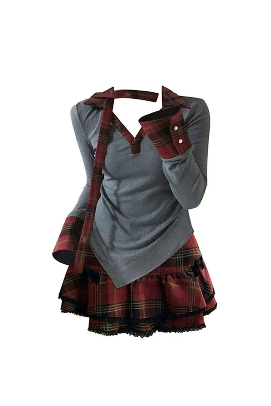 Plaid Punk Layered Set - Outfit Sets