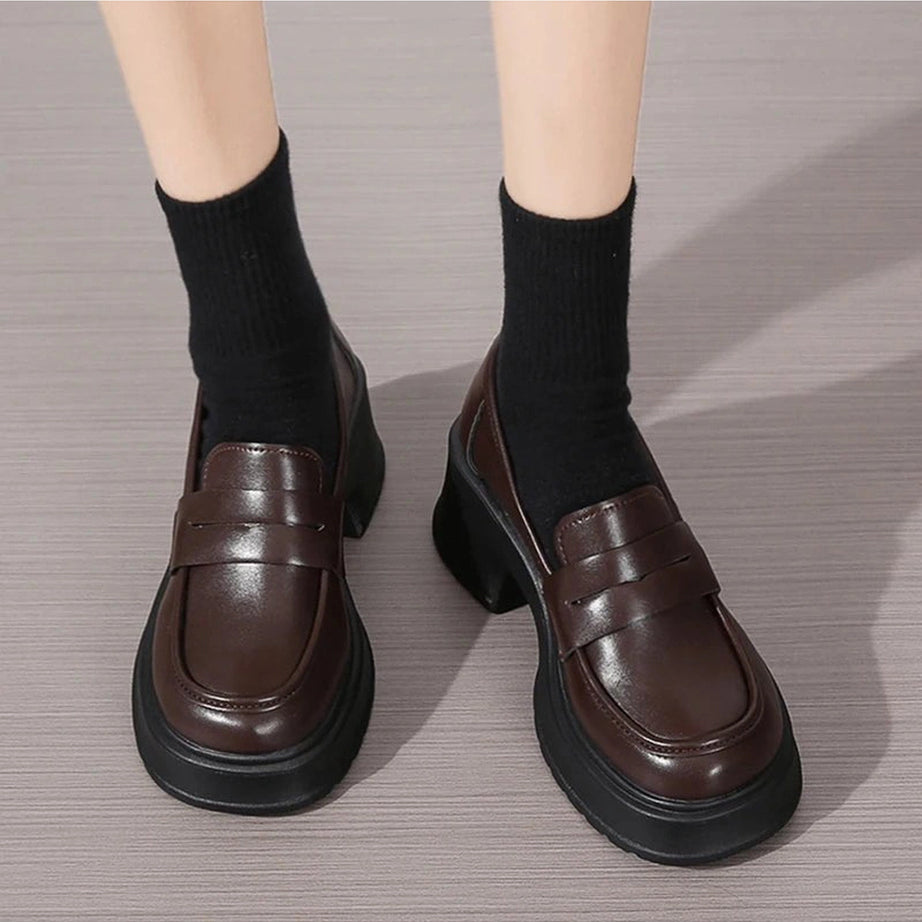 Retro Platform Leather Shoes Shoptery